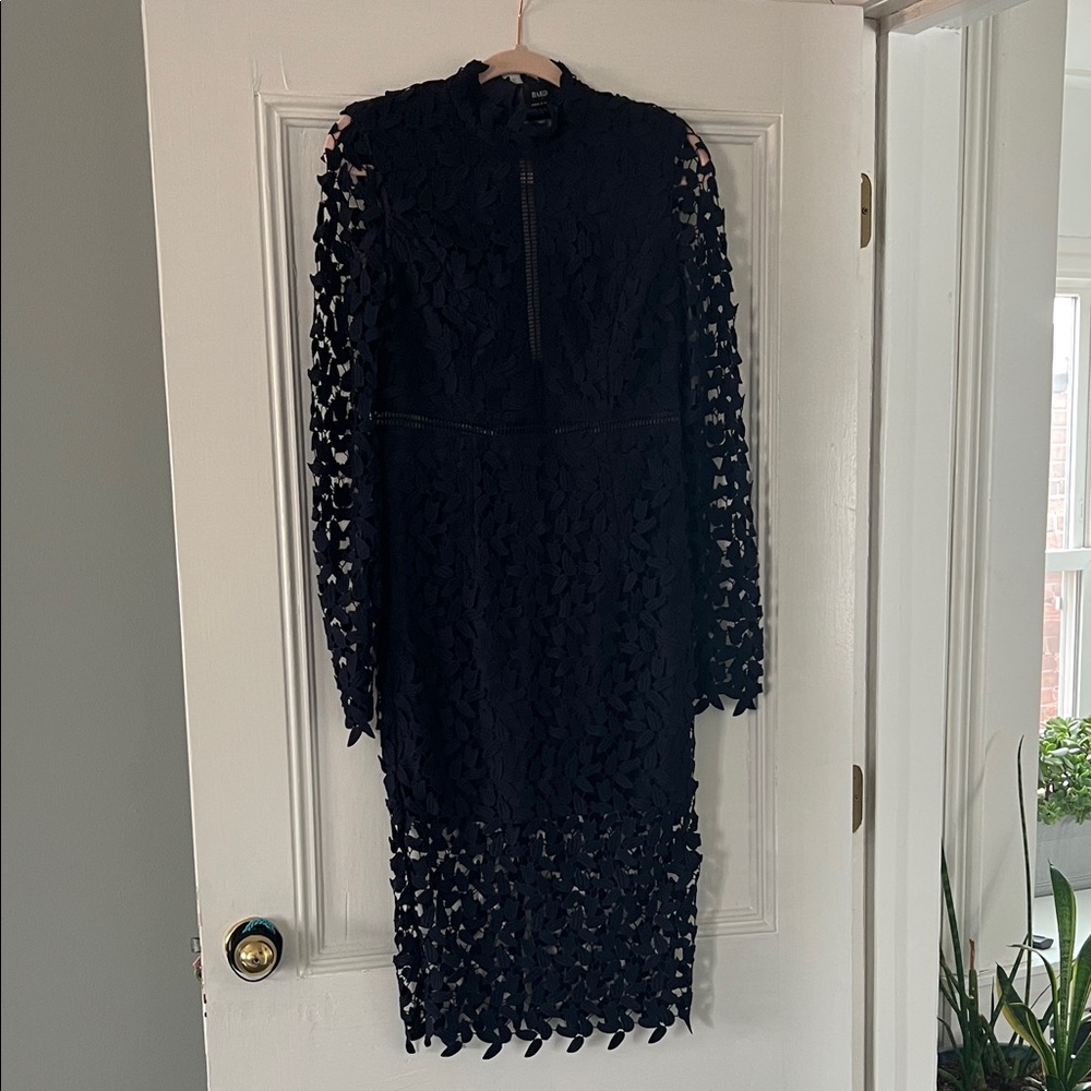 Elegant Navy Lace Dress